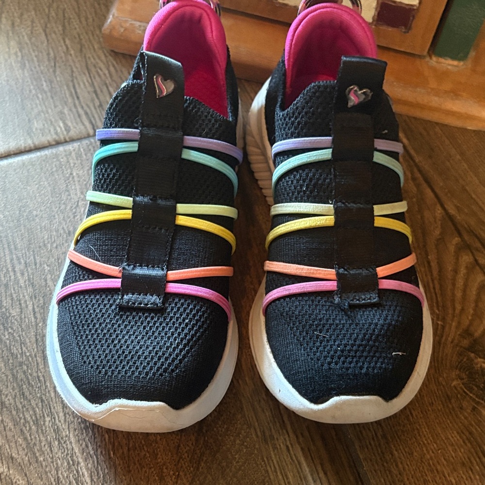 Skechers Black Sneakers with Rainbow Straps